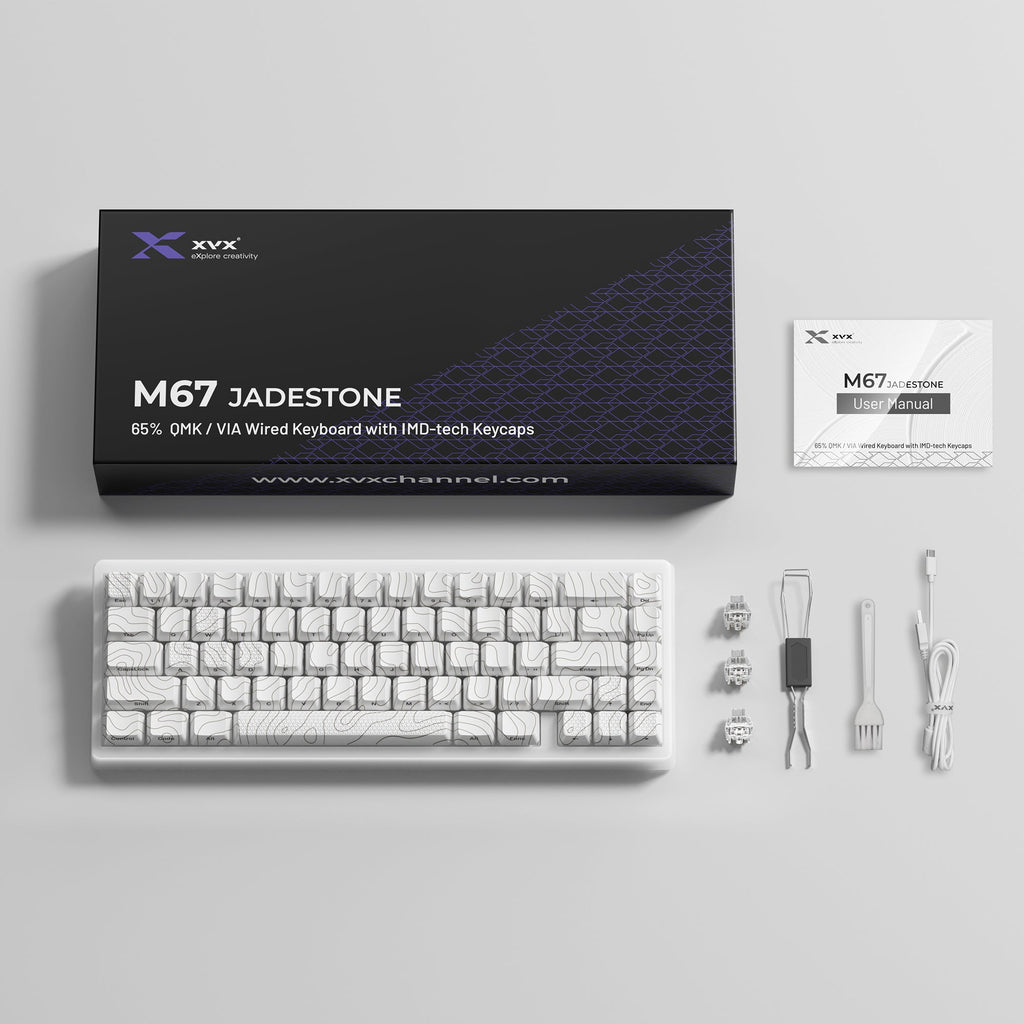 XVX M67 JadeStone Stellar White Tri-Mode RGB Mechanical Keyboard