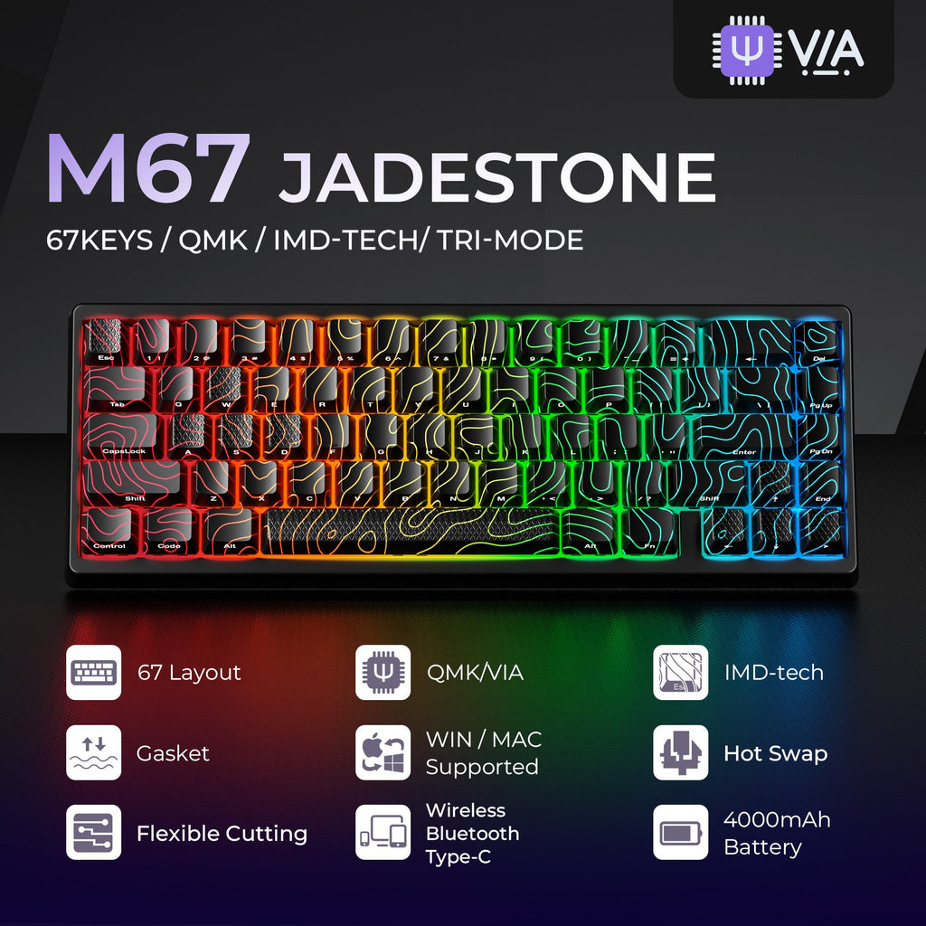 XVX M67 JadeStone Interstellar Black Tri-Mode RGB Mechanical Keyboard