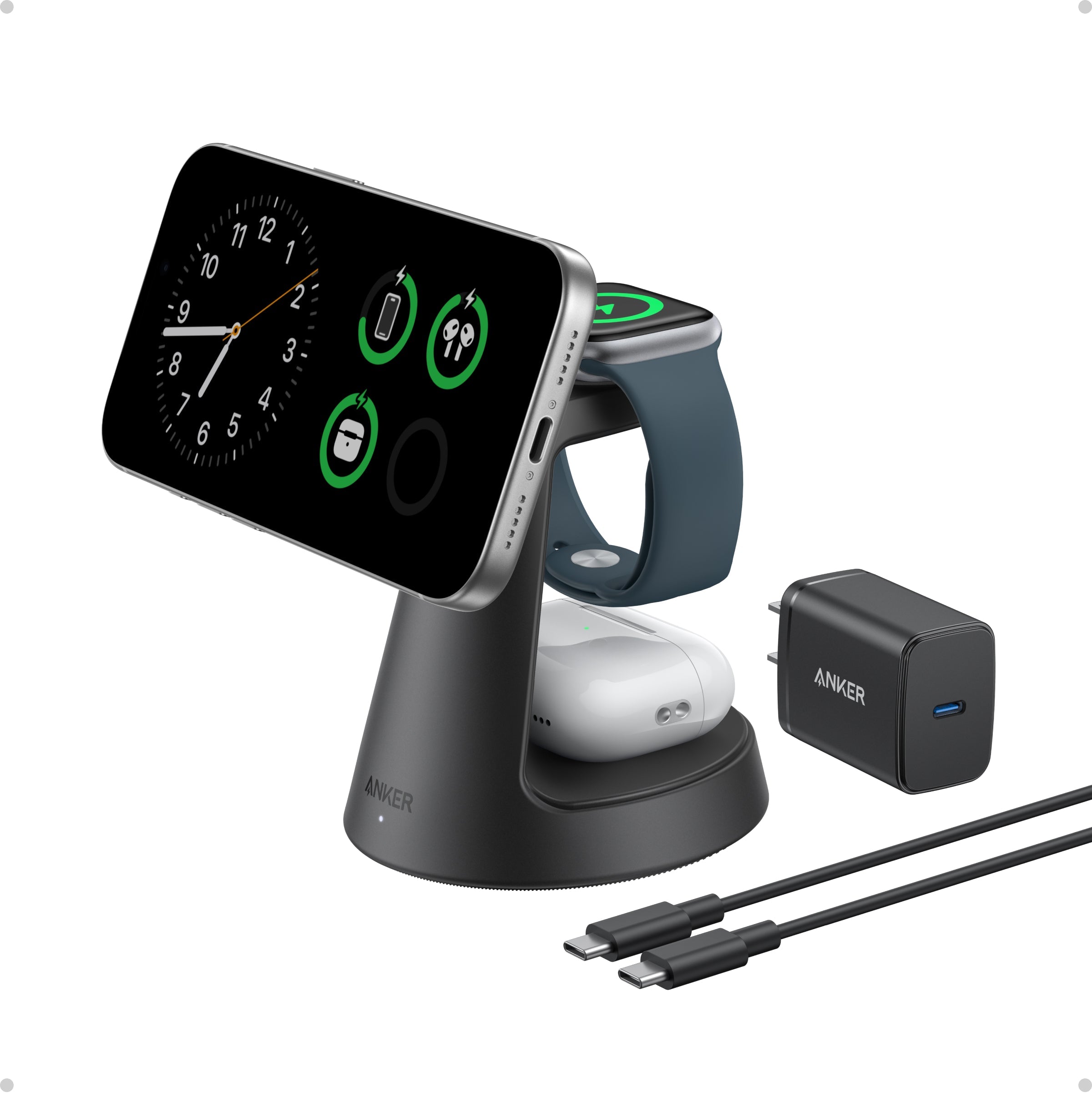 Anker MagGo Wireless Charging Station (3-in-1, Dock Stand)