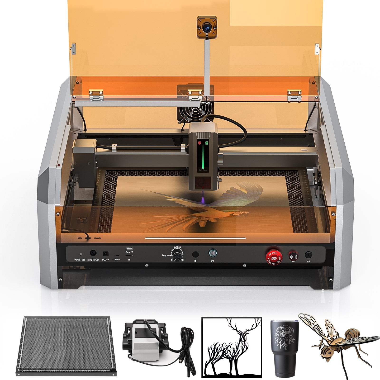 L8 Laser Engraver Machine, 20W/40W Power, 40000mm/min High Speed All-in-one, Air Assist, Lightburn Camera