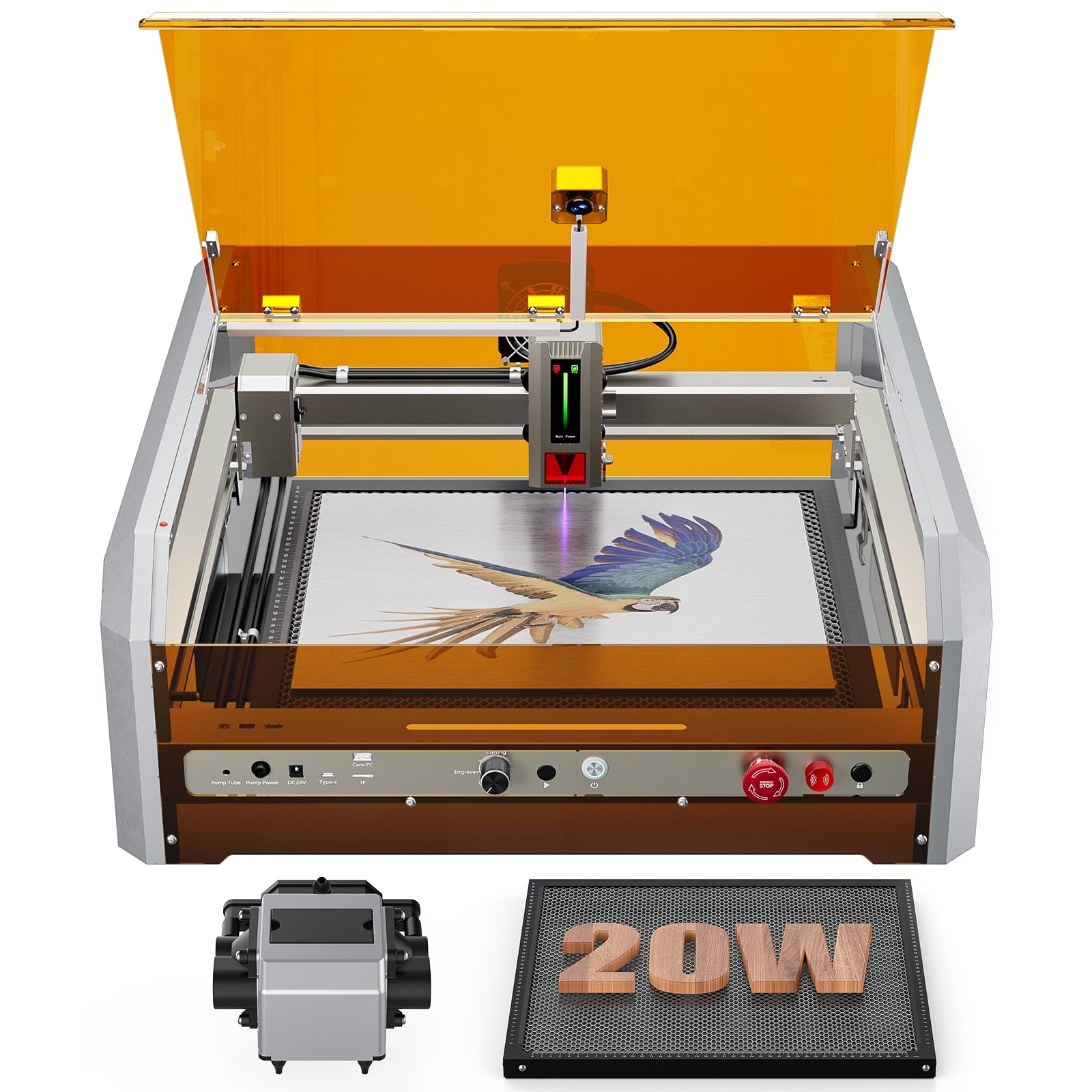 L8 Laser Engraver Machine, 20W/40W Power, 40000mm/min High Speed All-in-one, Air Assist, Lightburn Camera