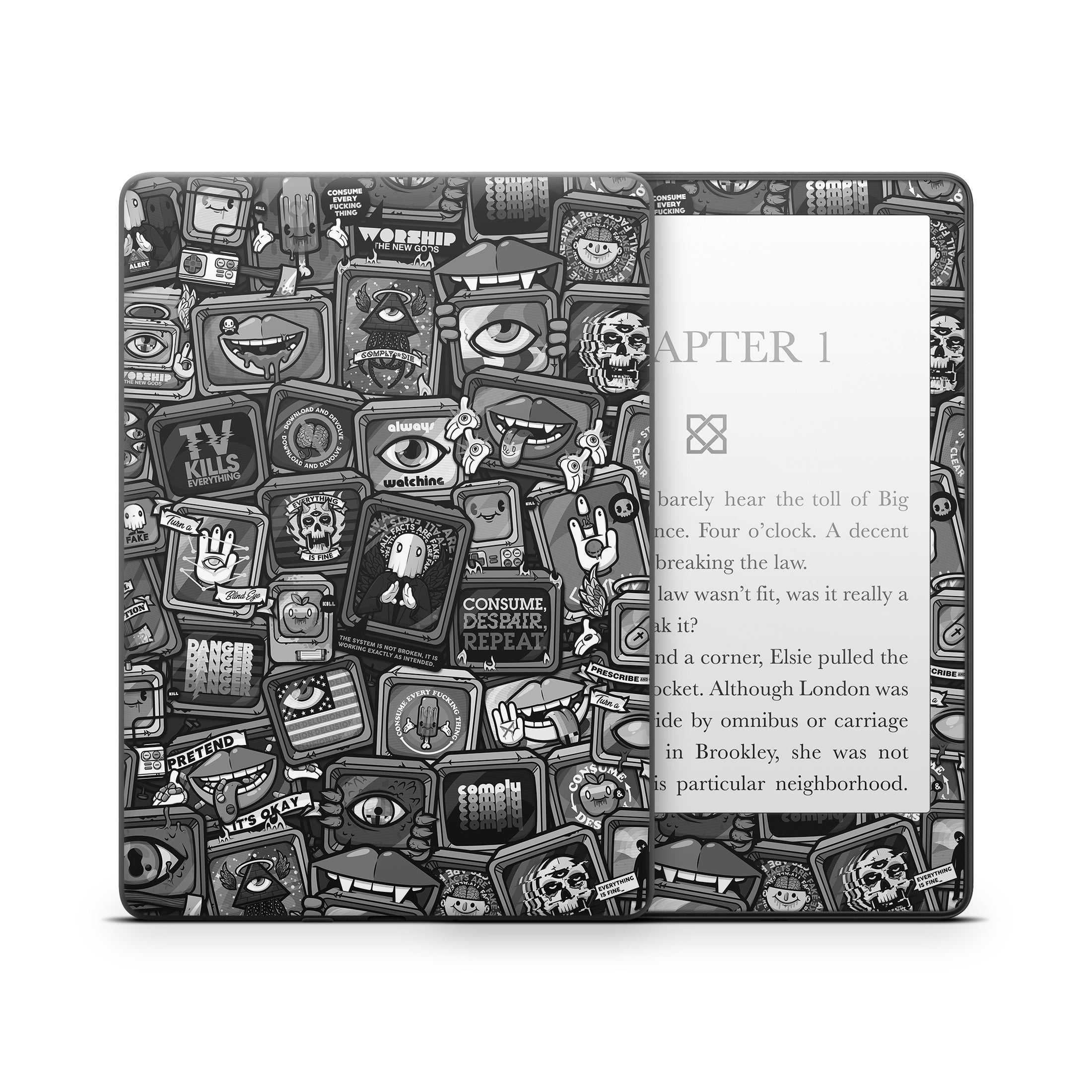 Distraction Tactic B&W - Amazon Kindle Skin