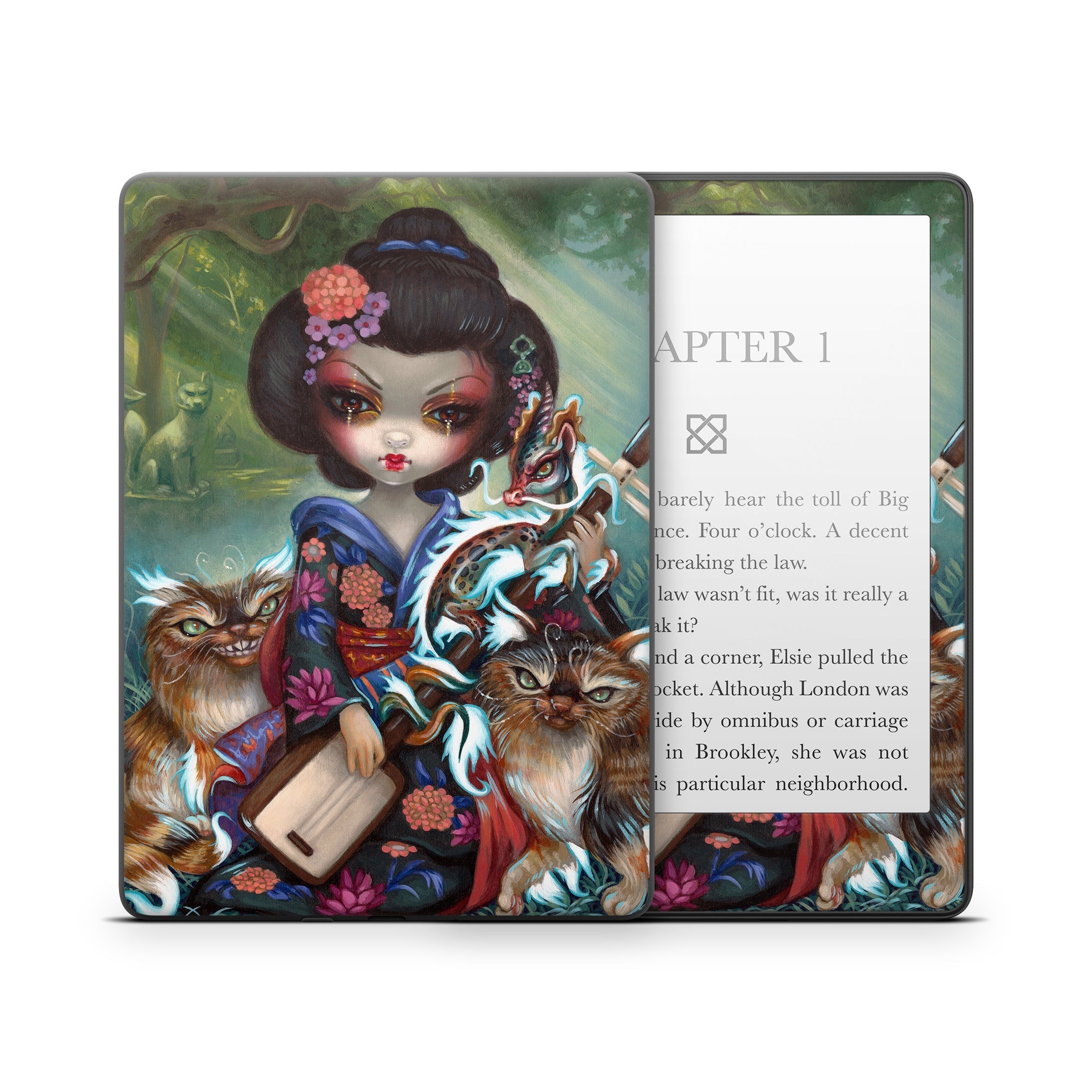 Kirin and Bakeneko - Amazon Kindle Skin