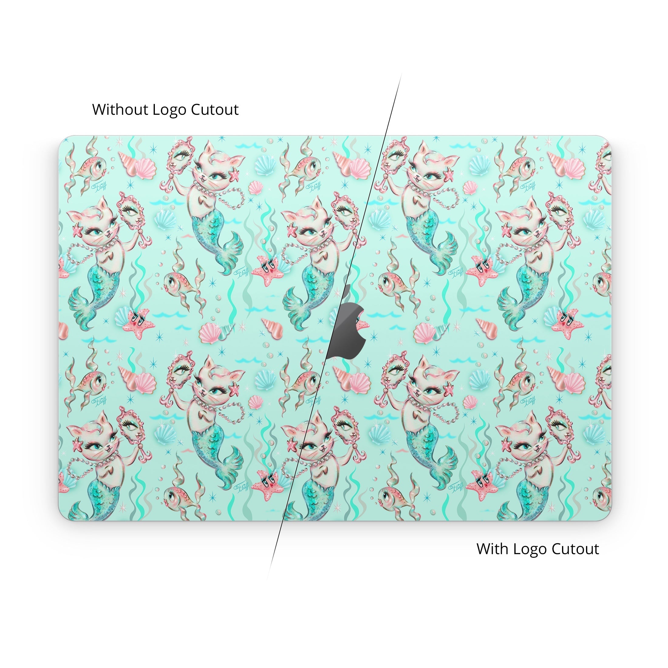 Merkittens with Pearls Aqua - Apple MacBook Skin