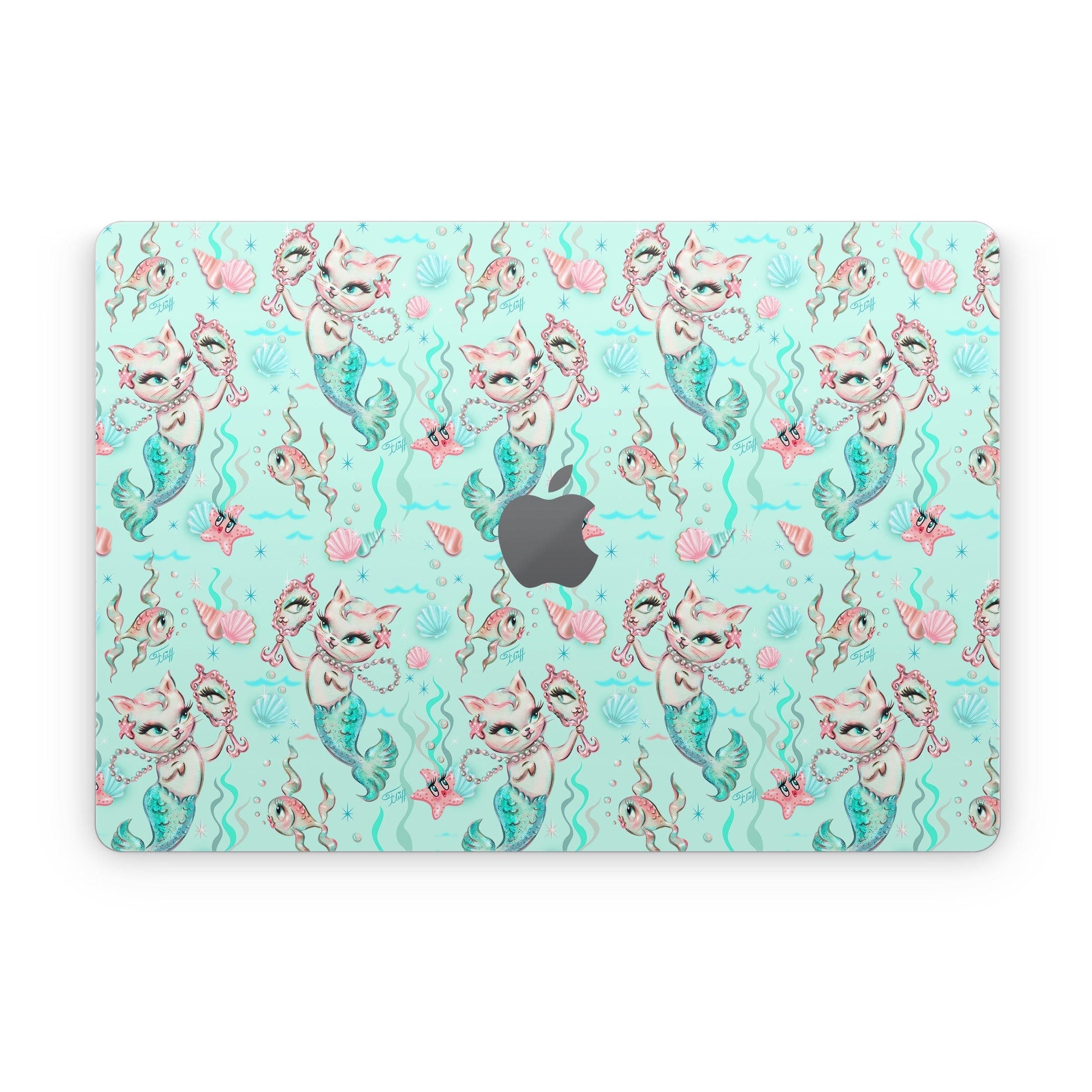Merkittens with Pearls Aqua - Apple MacBook Skin