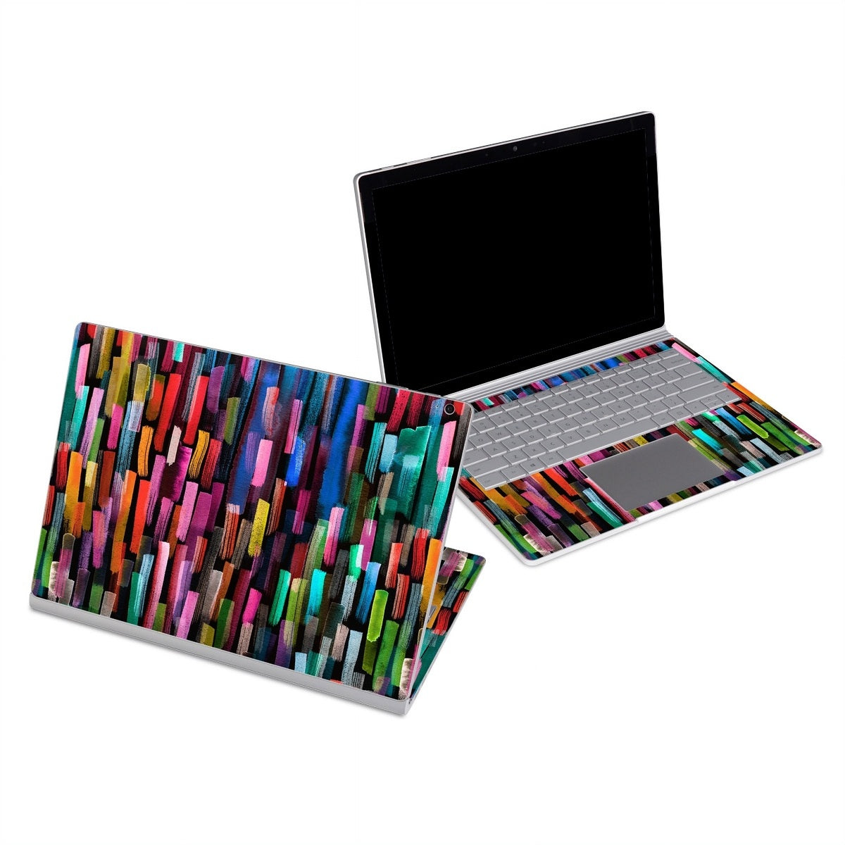 Colorful Brushstrokes Black - Microsoft Surface Book Skin