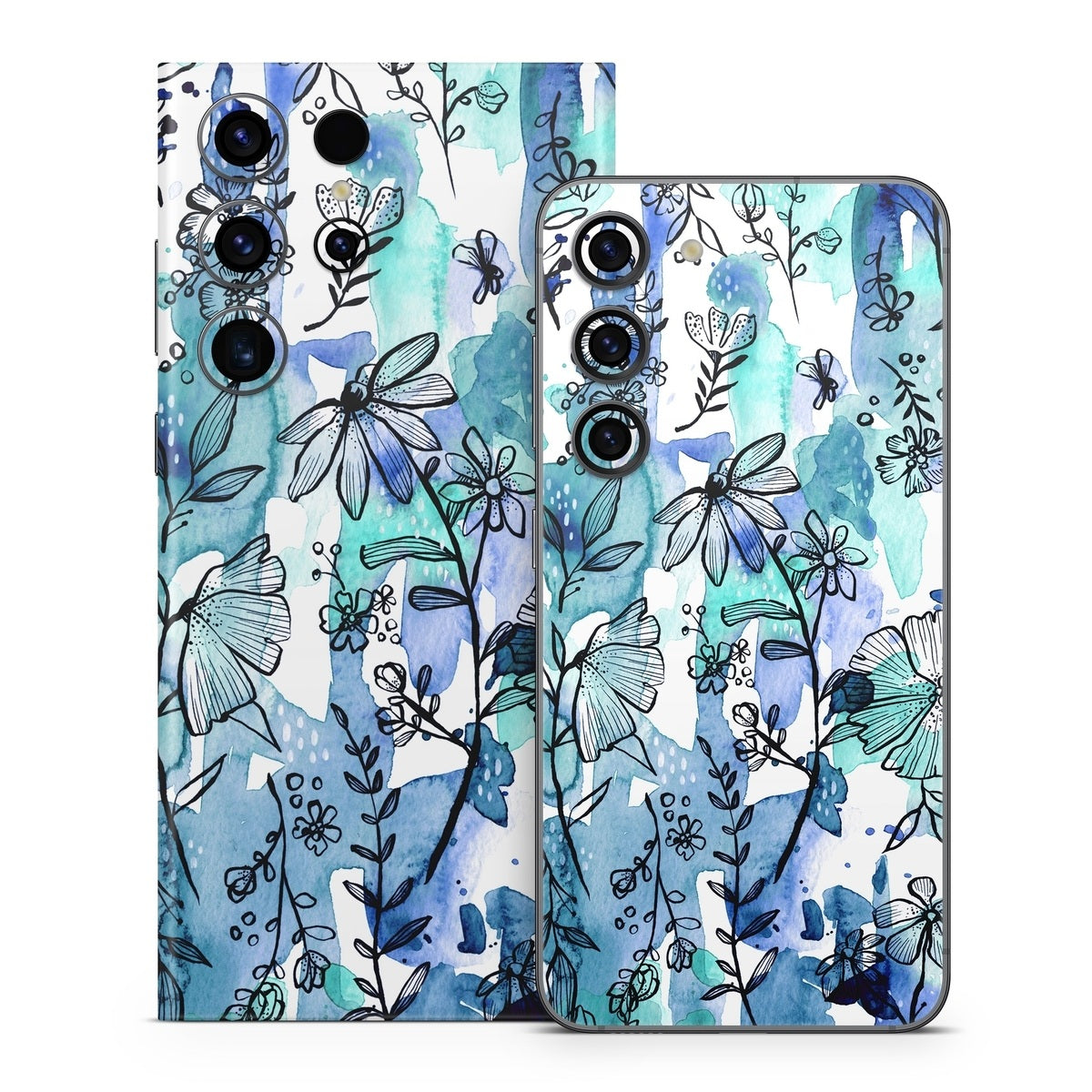 Blue Ink Floral - Samsung Galaxy S23 Skin